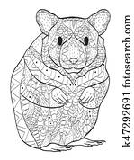 Rodent hamster coloring vector for adults Rodent hamster coloring vector for adults