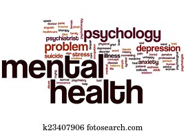 saúde mental, palavra, nuvem