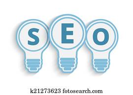 seo concept with bulb and gears seo concept with bulb and gears