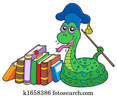 Snake teacher with books Snake teacher with books