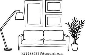 sofa and picture frames, vector sofa and picture frames, vector