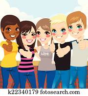 Teenagers Making Thumbs Up