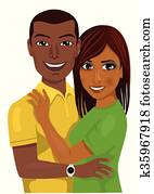 african american couple hugging together 