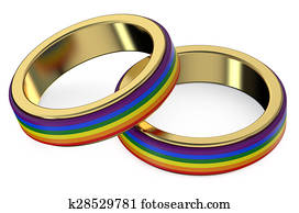 alegre, matrimonio, concepto, con, arco irirs, anillos