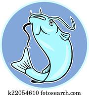 Catfish Jumping Circle Cartoon