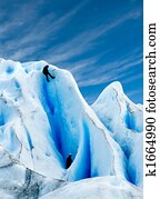 escalando, um, geleira, em, patagonia.