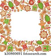 Gingerbread cookies vector frame Gingerbread cookies vector frame