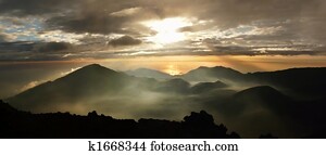 Mysterious sunrise over Haleakala crater