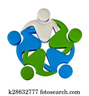 trabalho equipe, 3d, líder, logotipo