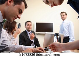 brainstorming., professionnels, dans action, dans, bureau