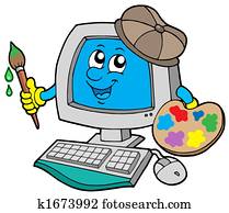 Cartoon computer artist Cartoon computer artist