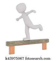 Two girls doing gymnastics on a balance beam Stock Illustration