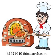 Chef baking pizza Chef baking pizza
