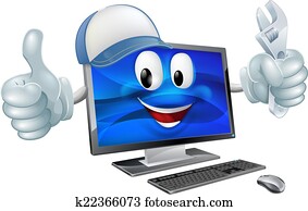 Computer repair cartoon character Computer repair cartoon character