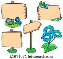 drevený, stol, s, kvet, inkaso