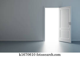 empty new room with opened door empty new room with opened door