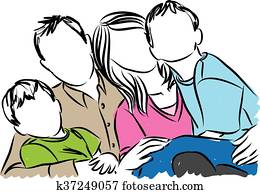 famille heureuse, illustration