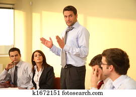 Informal business meeting - boss speech Informal business meeting - boss speech