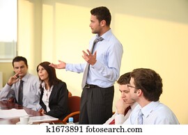 informal business meeting - man boss speech informal business meeting - man boss speech