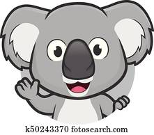 Koala waving in round frame Koala waving in round frame