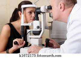 macho, oftalmologista, conduzir, um, exame olho