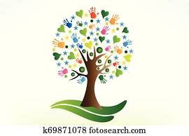Tree hearts and hands logo Tree hearts and hands logo
