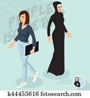 wereldlijk, en, moslim, ladies.