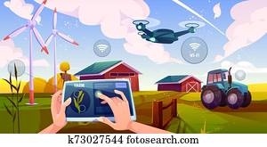 חכם, farming,, עתידי, טכנולוגיות, ב, חוה