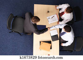 עבודה מראיינת, -, שלושה, גברים של עסק, פגישה, 1