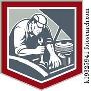 Car Mechanic Repair Automobile Shield Retro Car Mechanic Repair Automobile Shield Retro