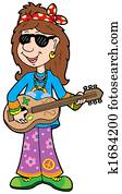 Cartoon hippie musician Cartoon hippie musician