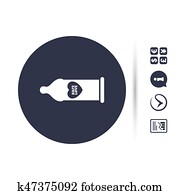 Condom safe sex sign icon. Barrier contraceptive.