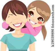 Daughter Covering Mother Eyes Daughter Covering Mother Eyes