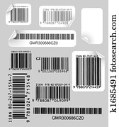 Set of labels with bar codes Set of labels with bar codes