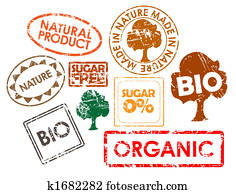 Set of stamps for organic food
