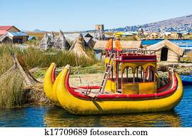 Uros, ilhas flutuantes, peruano, andes, Puno, peru