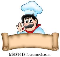 דגל, עם, ציור היתולי, טבח