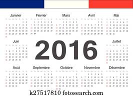 Vecto フランス語 Rcircle カレンダー 2016 クリップアート 切り