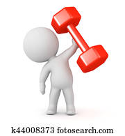 3D Character Holding Up a Fitness Weight 3D Character Holding Up a Fitness Weight