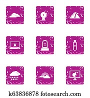 Caution icons set, grunge style Caution icons set, grunge style