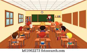 Children in classroom scene Children in classroom scene