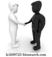 HANDSHAKE - 3D black and white people HANDSHAKE - 3D black and white people