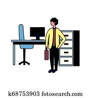 hombre de negocios, trabajando, en, la oficina