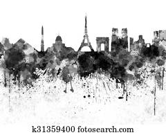 Paris skyline in black watercolor Paris skyline in black watercolor