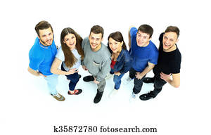 tilfeldig, gruppe, av, glad, folk