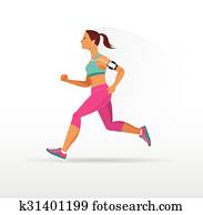 vrouw lopend, jogging, -, infographic