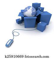 weltweit, online, schiffahrt, in, blau