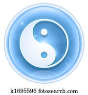 yin yang symbol icon ice, isolated on white background.