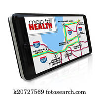 지도, 에, 건강, 항법, 도구, 자원, app, 똑똑한, 전화