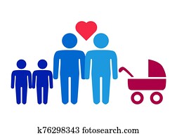 A schematic depiction of a family couple of gay men with children A schematic depiction of a family couple of gay men with children